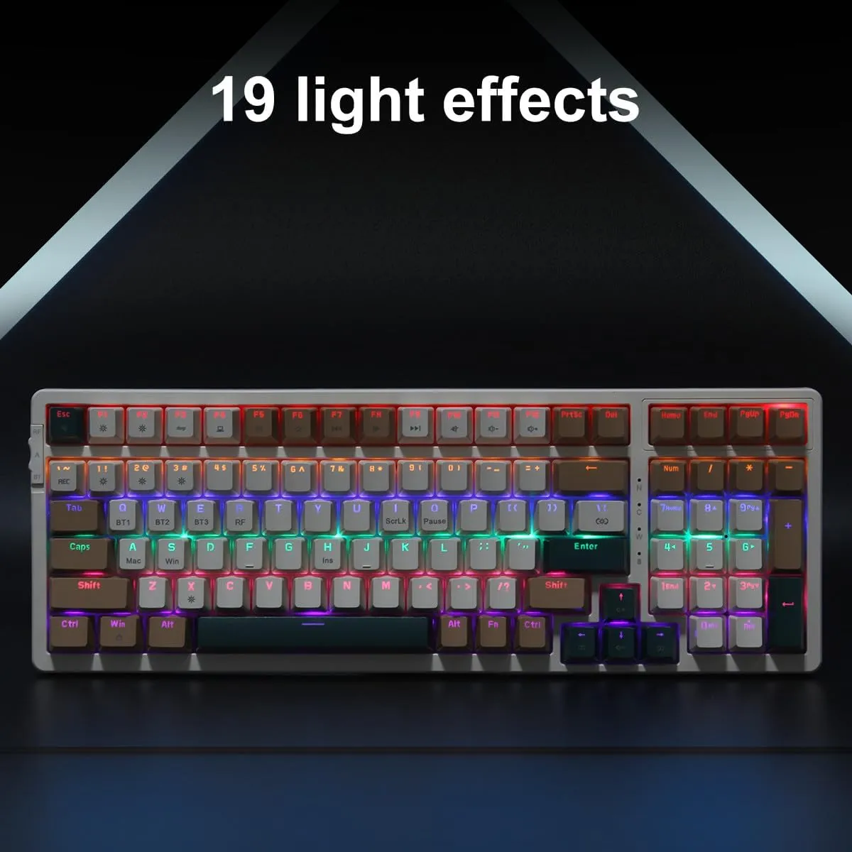Wireless Mechanical Keyboard, Triple Mode 2.4G/USB-C/BT Gaming Keyboard 100 Keys RGB Backlit, Brown Switch Keyboard | Rechargeable Keyboard | Mechanical Gaming Keyboard | Brown Combo