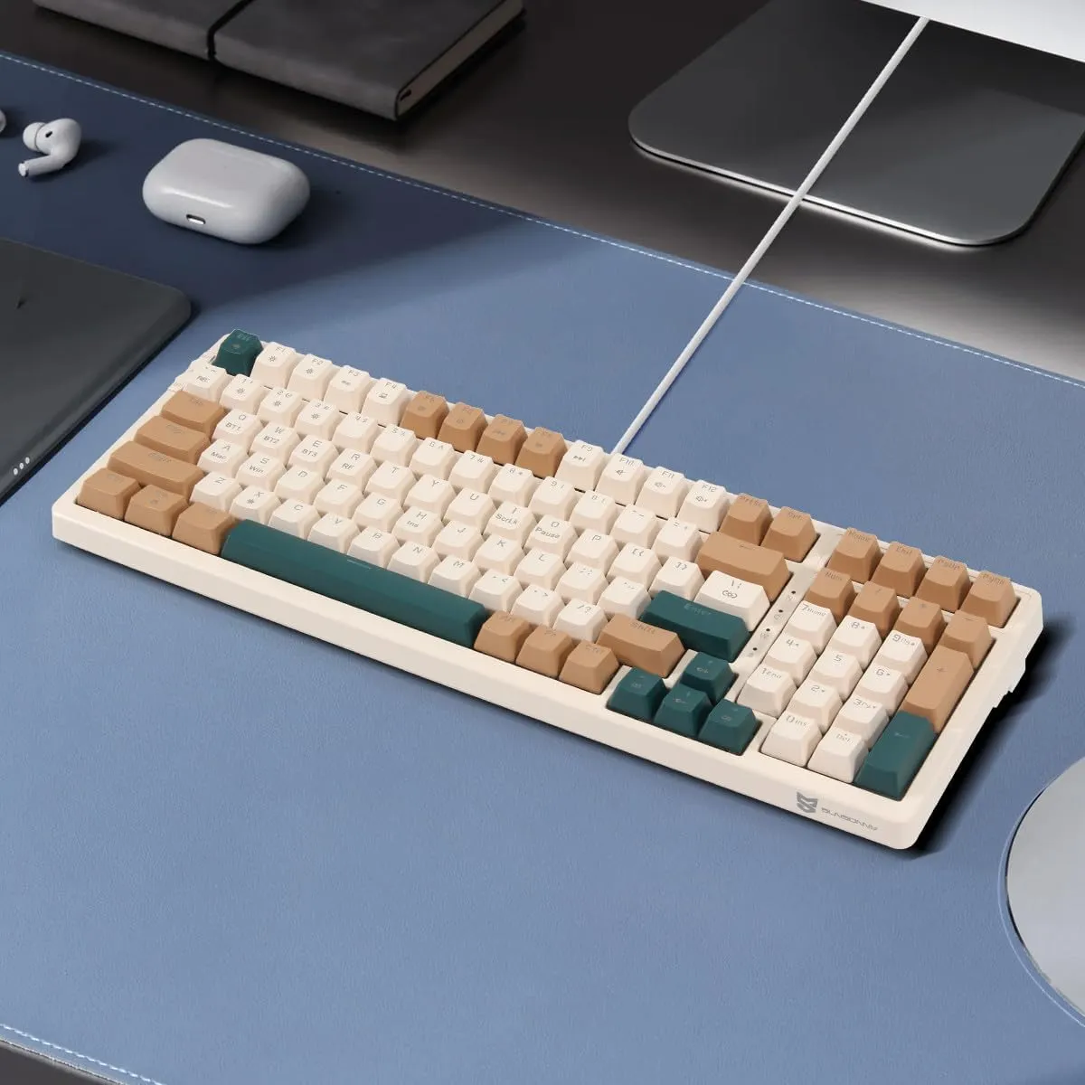 Wireless Mechanical Keyboard, Triple Mode 2.4G/USB-C/BT Gaming Keyboard 100 Keys RGB Backlit, Brown Switch Keyboard | Rechargeable Keyboard | Mechanical Gaming Keyboard | Brown Combo