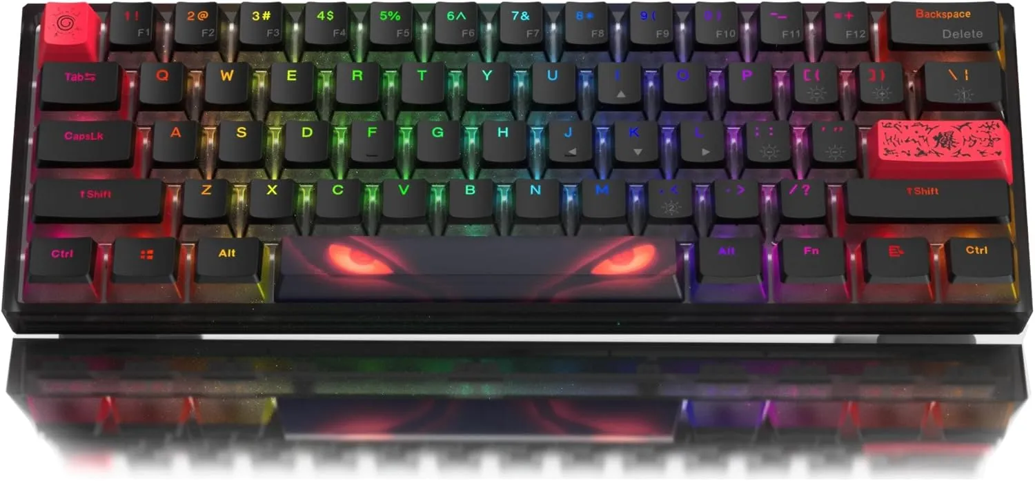 Womier 60% Percent Keyboard,WK61 Mechanical RGB Wired Gaming Keyboard,Hot-Swappable Creamy Key Board with PBT Keycaps,Linear Red Switch for Windows/MAC (Black)