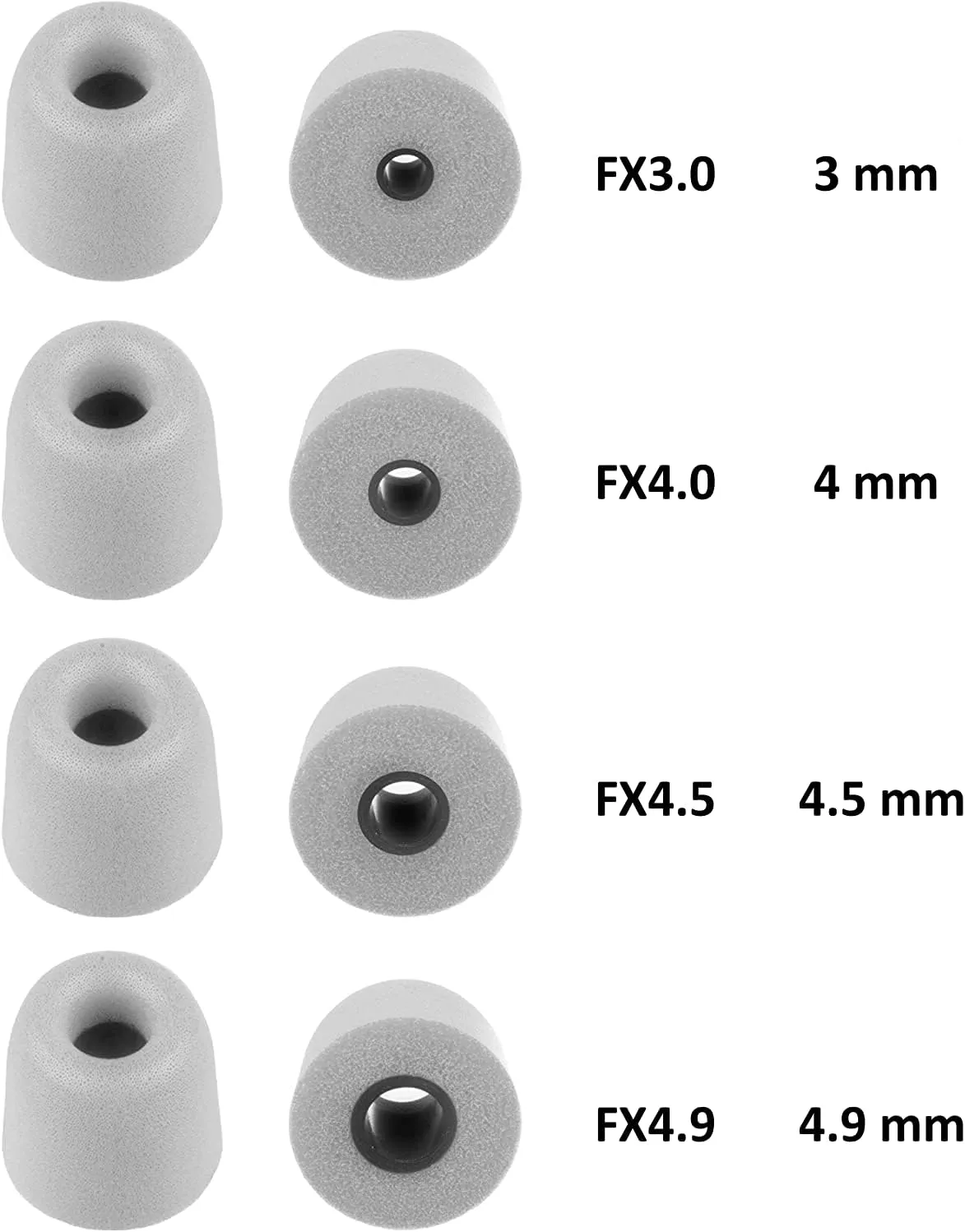 Xcessor FX4.0 (S) 4 Pairs of Memory Foam in Ear Earphone Small Size Earbuds. Replacement Ear Tips for All Popular in-Ear Headphones. Grey